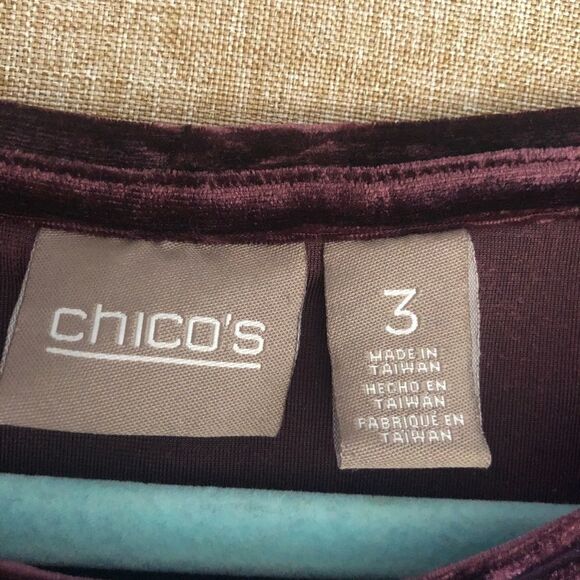 Chico’s Velvet Crushed Short Sleeve Top Size 3 - Picture 2 of 9
